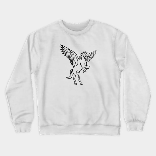 Pegasus Line Drawing Crewneck Sweatshirt by shaldesign